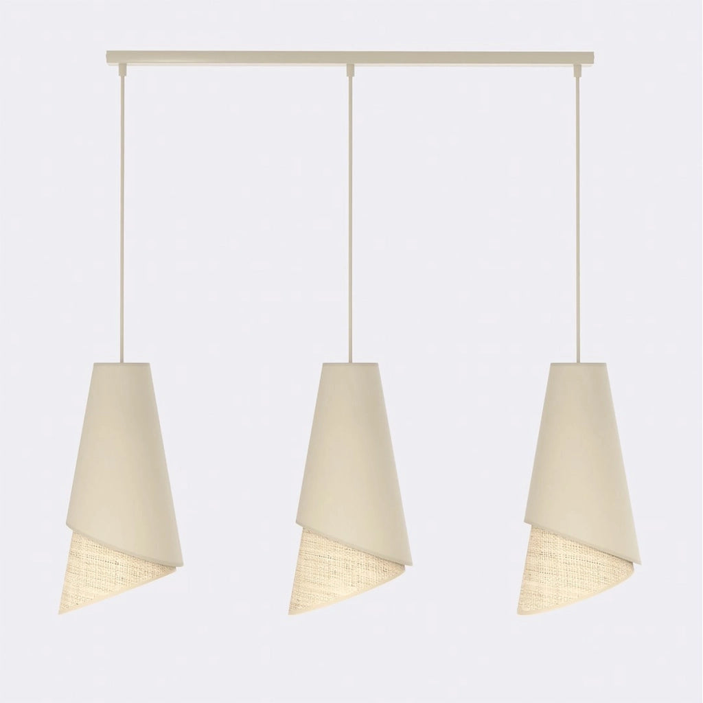 Lampada a sospensione MODA in acciaio e tessuto effetto rattan