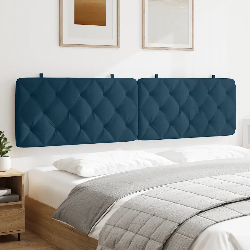 Coussin de tête de lit bleu 200 cm velours
