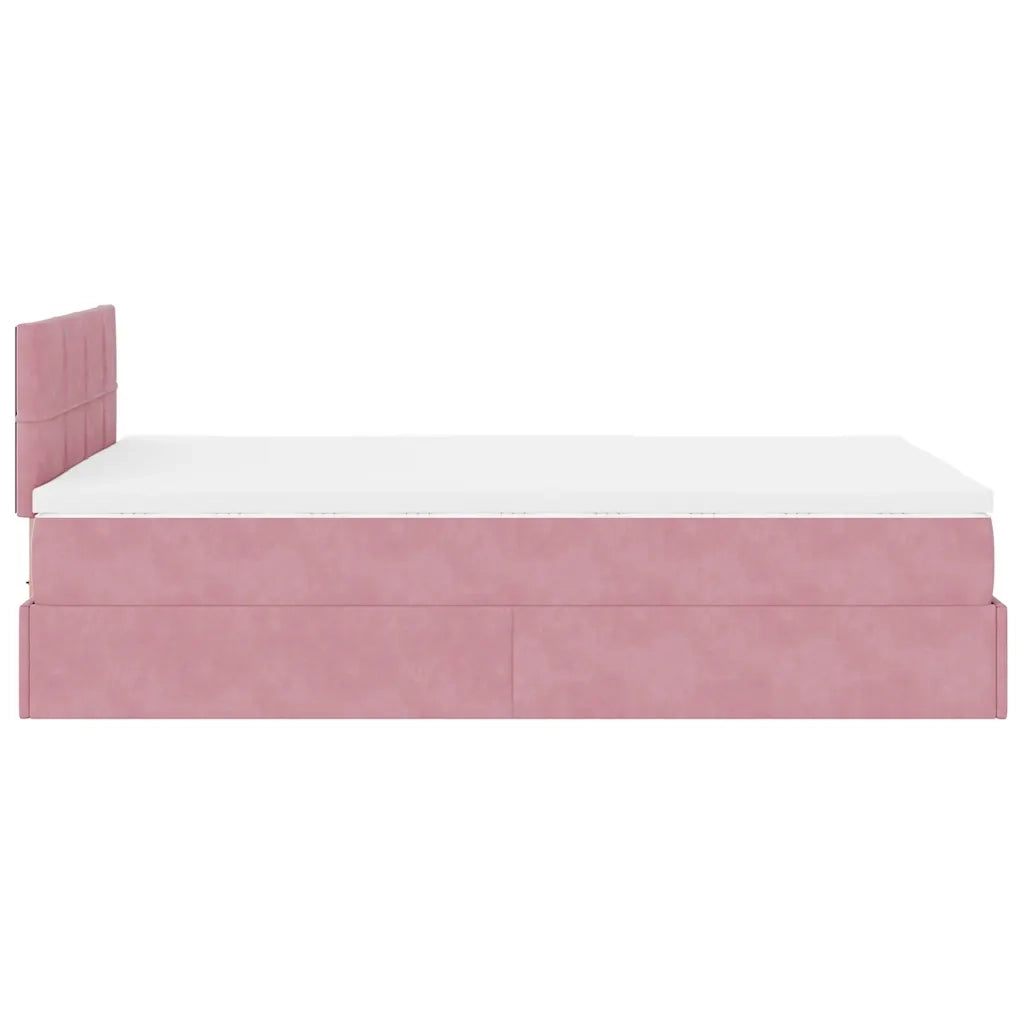 vidaXL Struttura Letto Pouf con Materasso Rosa 120x200 cm Velluto