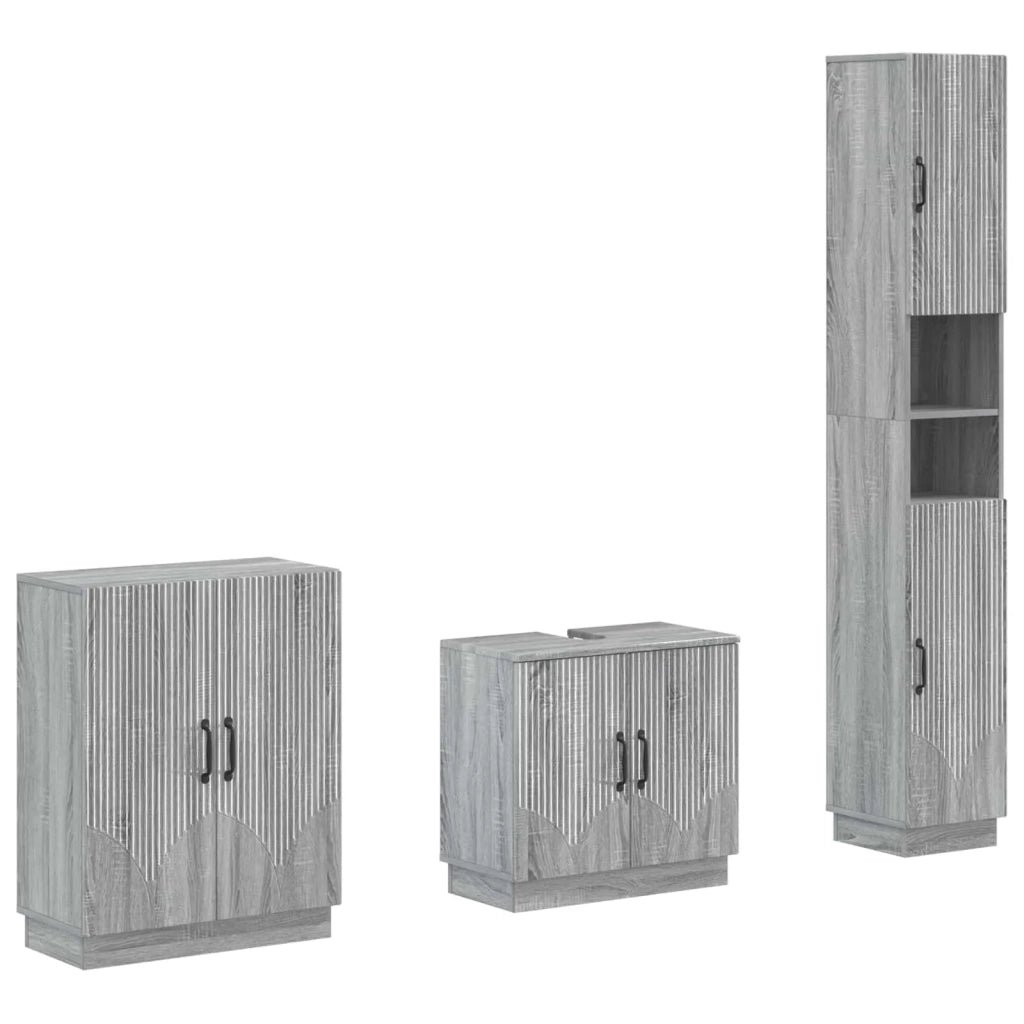 Set di armadietti da bagno in 3 pezzi HOORN Sonoma grigio 3417474