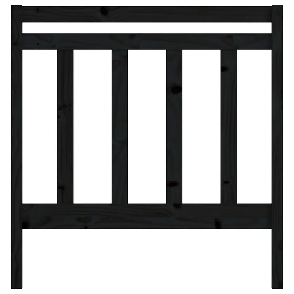 Testiera per Letto Nera 95x4x100 cm in Legno Massello di Pino 822246