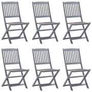 Sedie da Giardino Pieghevoli 6 pz con Cuscini Massello Acacia 3065447