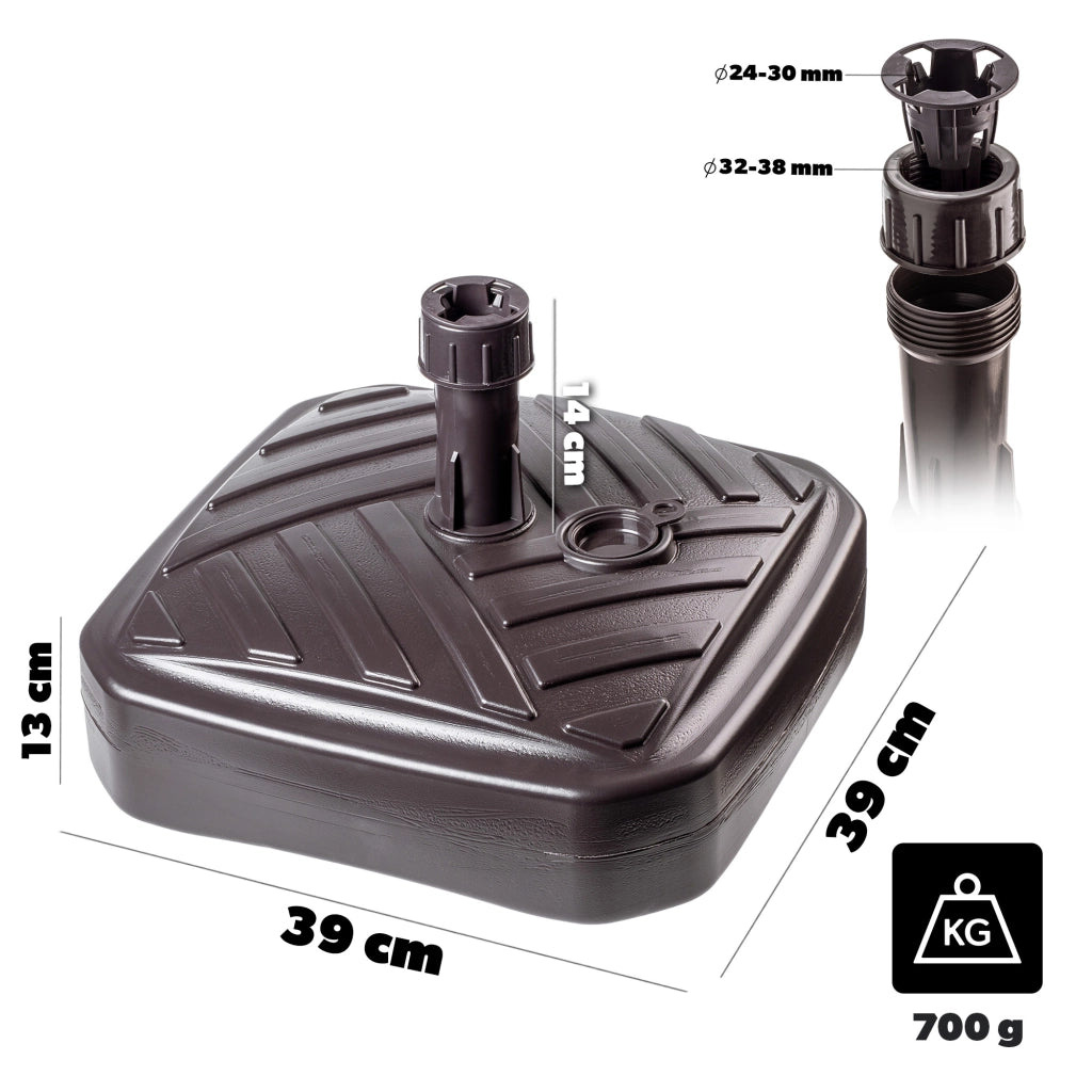 Base per ombrellone KADAX, supporto per ombrellone da giardino, quadrato, 39 cm, peso