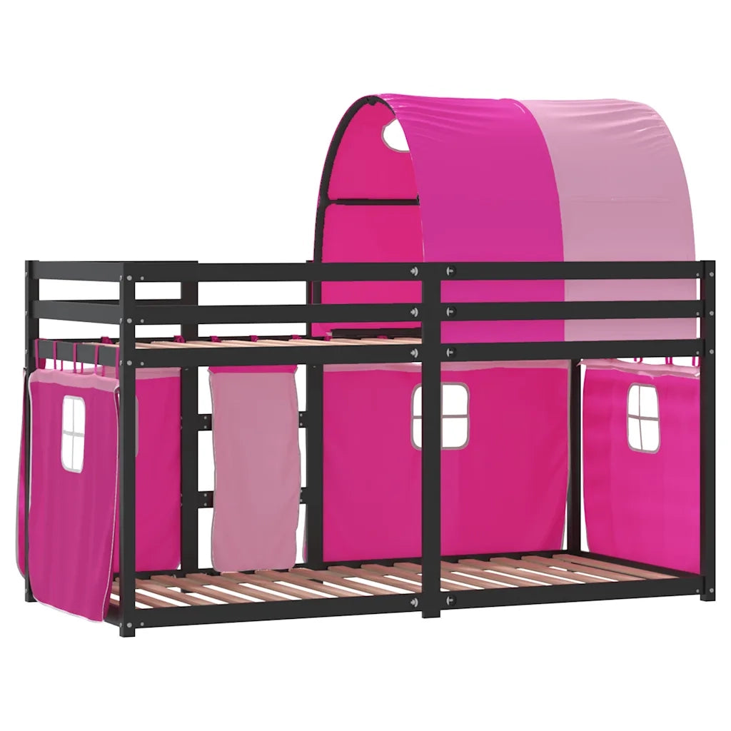 Letto a Castello senza Materasso Rosa 90x200 cm Legno di Pino