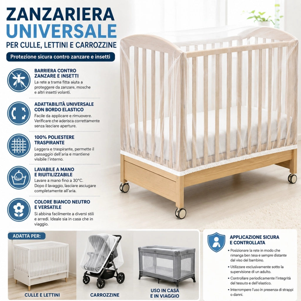 Zanzariera Universale Bianca per Culle Lettini Carrozzine 233207
