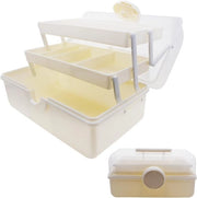 Cassa di stoccaggio multifunzionale con cassetti Hobbydozen - cassa di stoccaggio di plastica con 2 ante - grande in crema