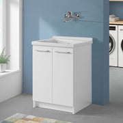 Mobile lavatoio 61x61 cm a due ante con vasca in ceramica Revine