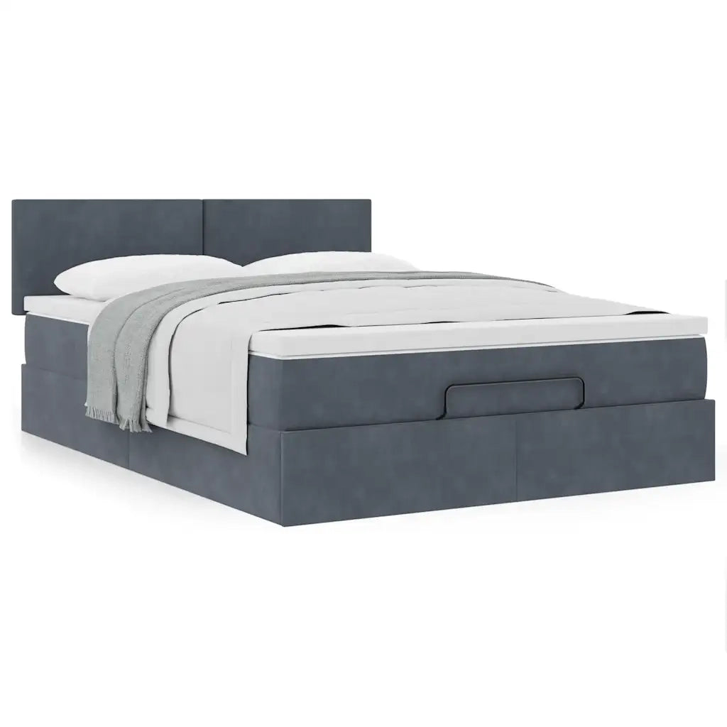 Struttura Letto Pouf con Materasso 140x200 cm in Velluto 3311706