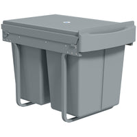 Pattumiera Estraibile Sottolavello per Differenziata 52x33.5x41 cm con 2 Secchi da 20L In PP e ABS Grigio