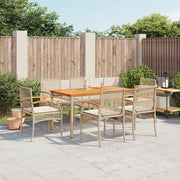 Set da Pranzo da Giardino 7 pz con Cuscini Beige in Polyrattan 3213581