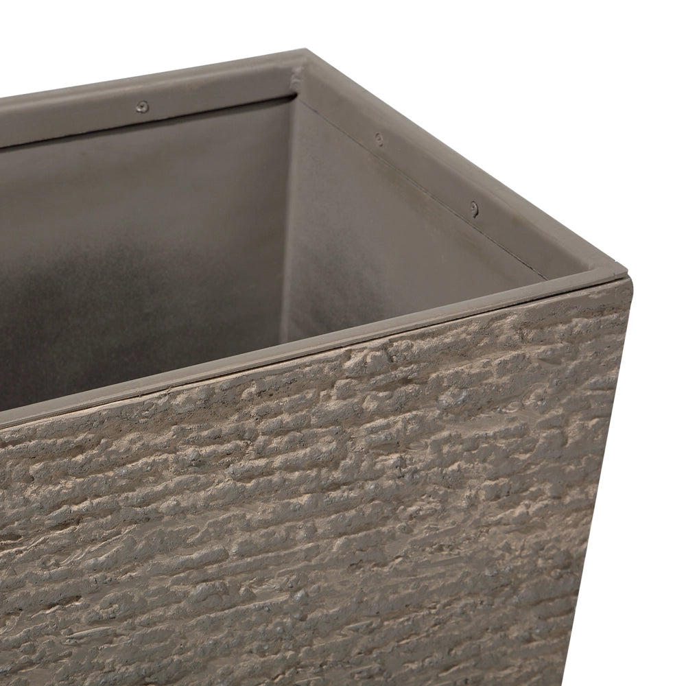 Vaso per piante in pietra marrone 56 x 80 x 56 cm Fioriera rettangolare per interni ed esterni