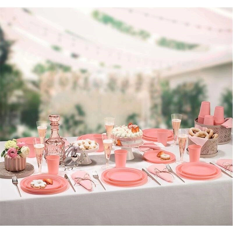 MAURY'S BIOPLASTIC PIATTI DESSERT DIAMETRO 17 CM 20 PEZZI IN COLORAZIONE ROSA
