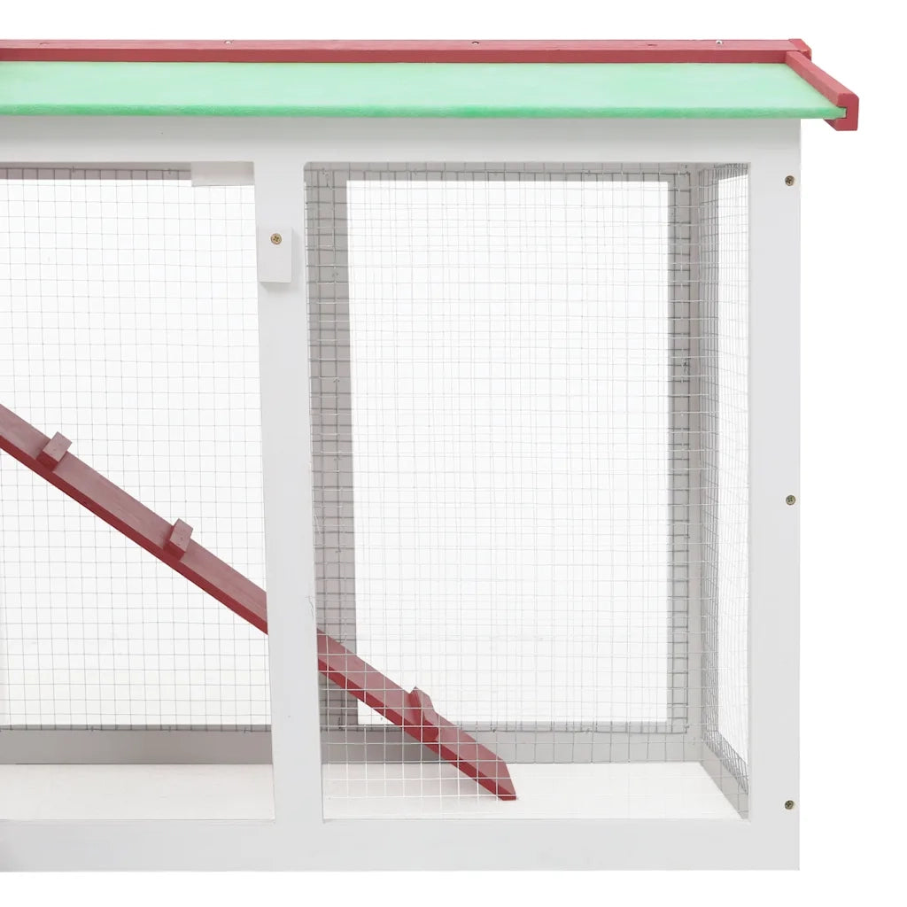 Conigliera per Esterni Grande Rossa e Bianca 145x45x84 cm Legno 170842
