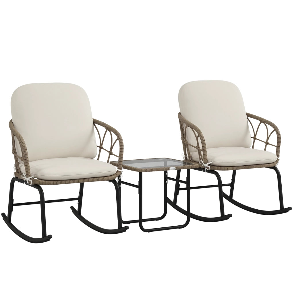 Set Sedie a Dondolo Bistro ¨C zephmum ¨C Polyrattan Creme 2 Pezzi