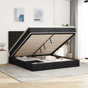 Struttura Letto Pouf con Materasso Nero 180x200 cm in Tessuto 3313343