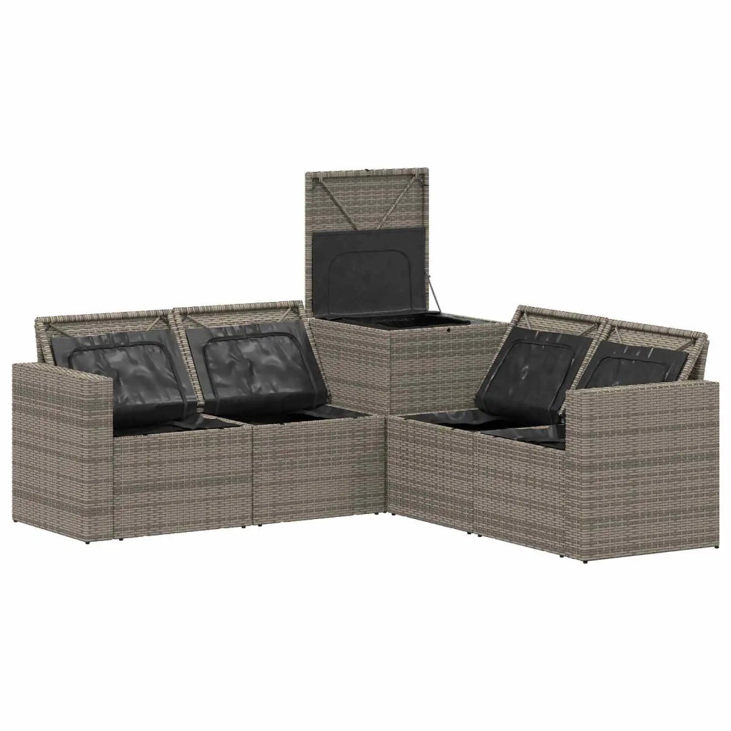 Set di divani 5 pz Grigio e Blu Navy Rattan sintetico e Acciaio 3447861