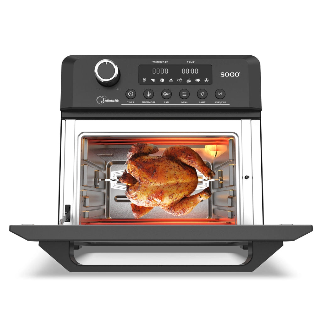 Forno friggitrice ad aria 18L con girarrosto e essiccatore, temperatura 40-230°C 7 programmi touch 1500W - Sogo