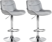Set di 2 sgabelli da bar Vonore in velluto grigio,cromo