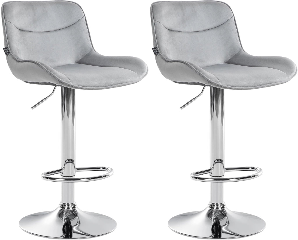 Set di 2 sgabelli da bar Vonore in velluto grigio,cromo