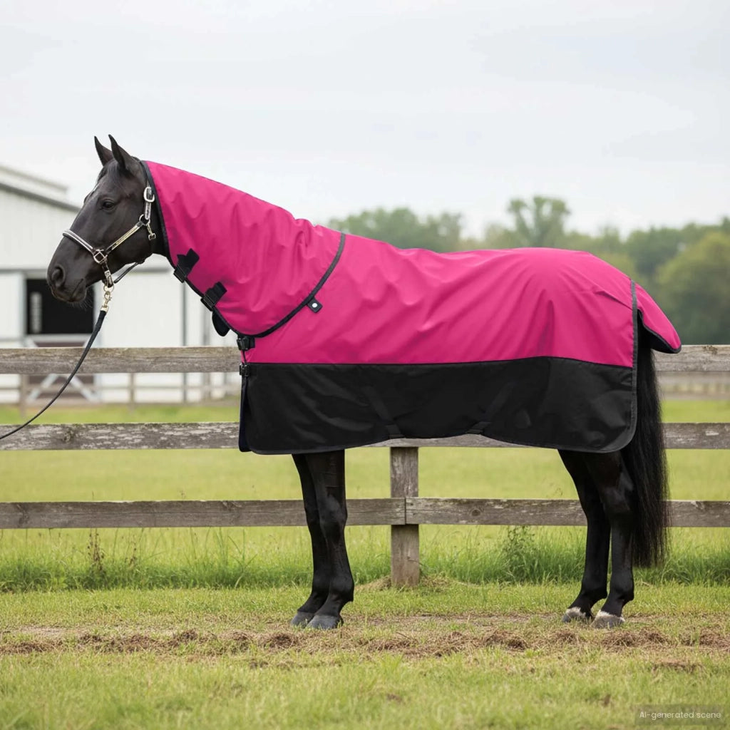 Coperta per Cavalli Rosa e Nero 155 cm Poliestere CFW1051465