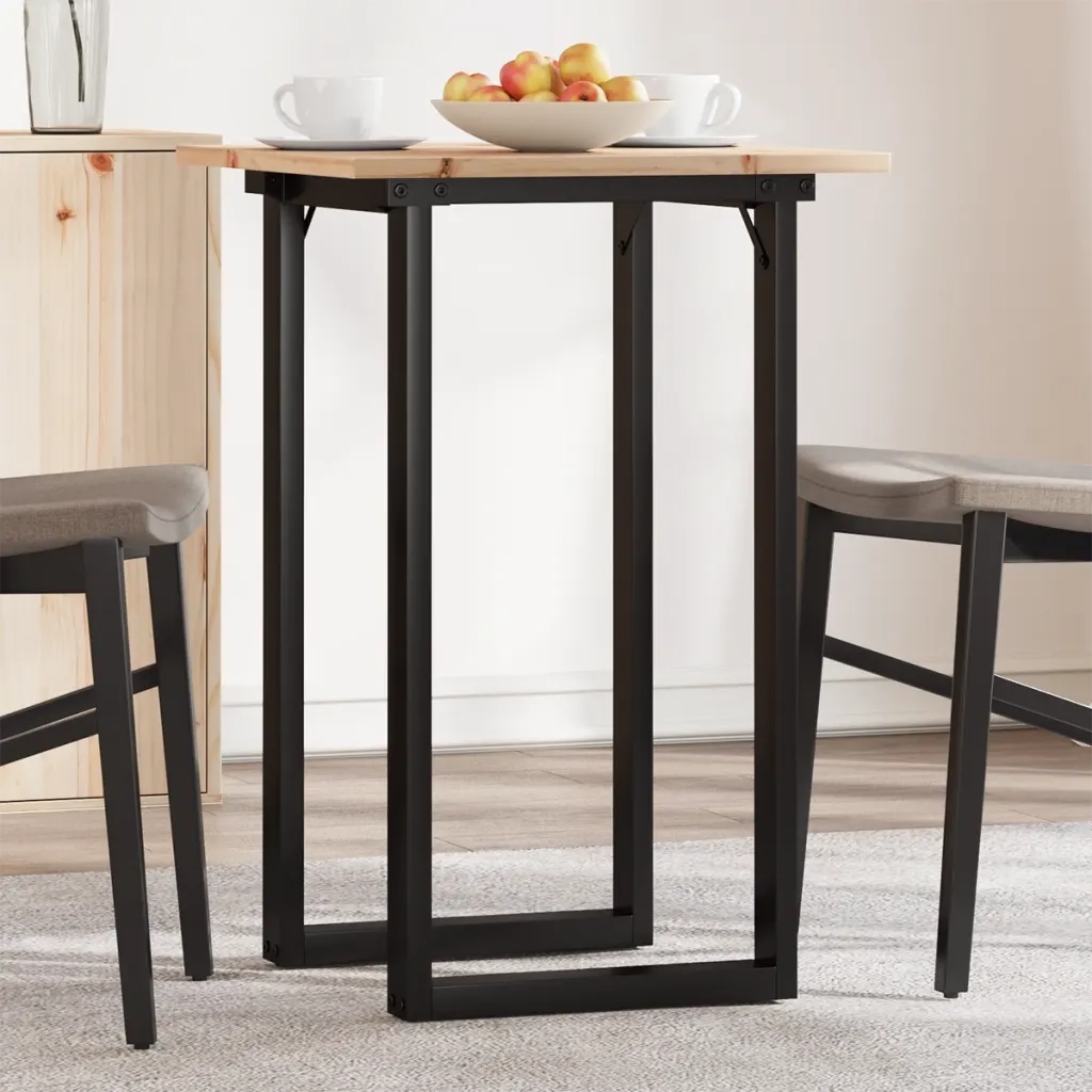 Tavolo da Pranzo | Tavolo da cucina Telaio a O 50x50x75 cm Legno Pino e Acciaio