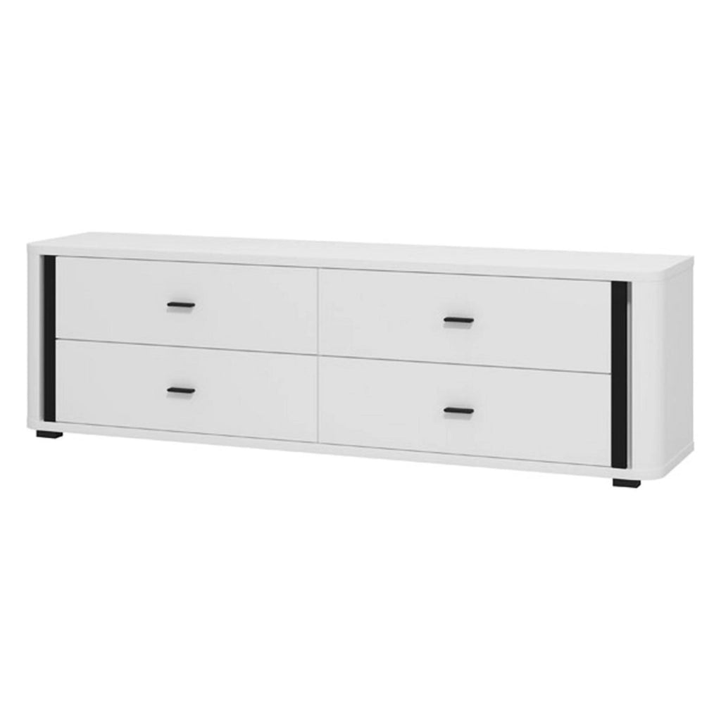 Terenzo, Mobile Porta tv 4 Cassetti, 176.5x40x52h cm Bianco Opaco