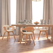 Sedie da Pranzo 4 pz Crema in Legno Curvato e Similpelle cod mxl 28159