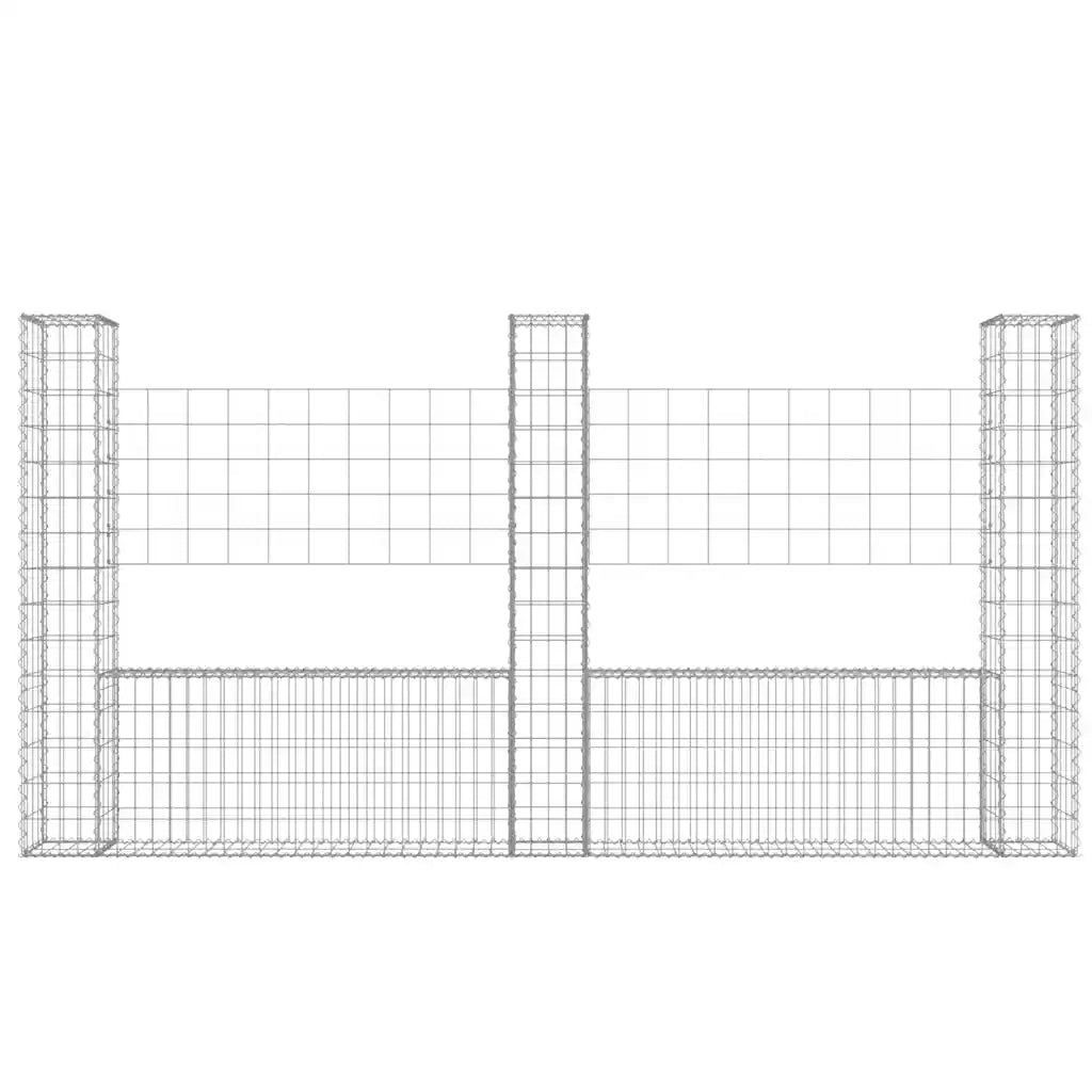 Cesto Gabbione a U con 3 Pali in Ferro 260x20x150 cm 151283