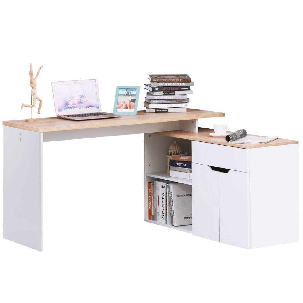 Scrivania Multimediale con Cassetti e Ripiani ¨C Zephmum ¨C Legno Rovere 90x50x75