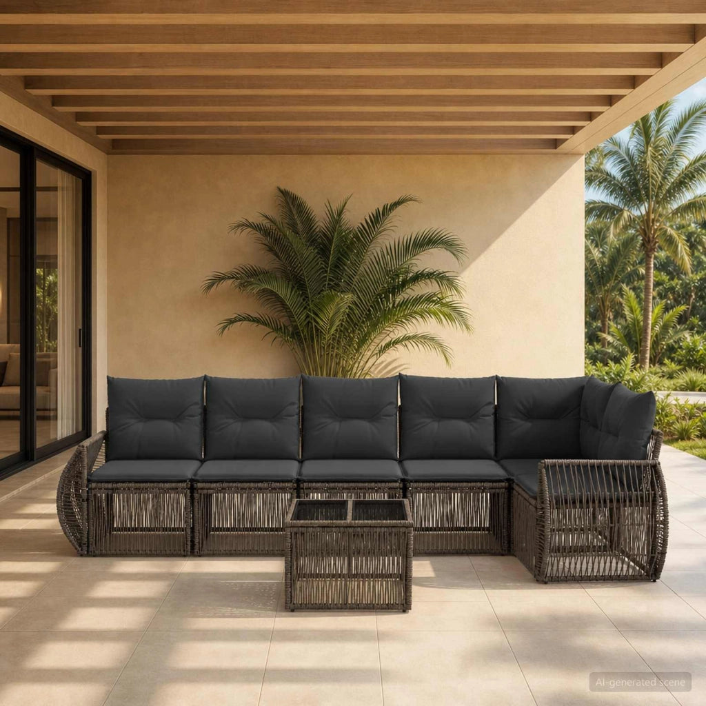Set Divano da Giardino 7 pz Grigio e Grigio Scuro polyrattan 3435425