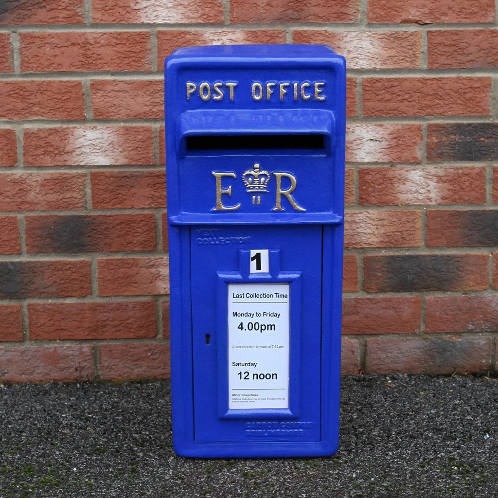 Cassetta Postale per le Lettere in Stile Britannico Inglese in Ghisa da Esterno Bocchetta Lettere Standard UK - Blu