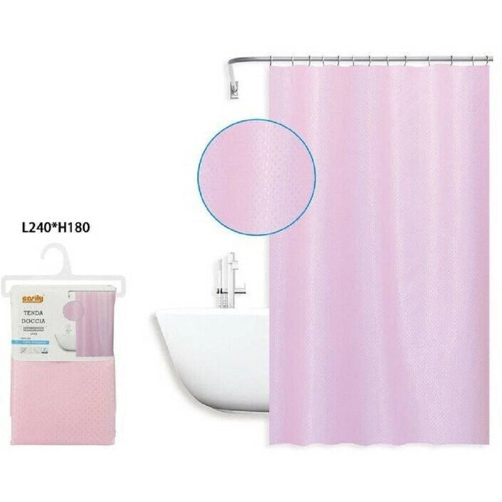 Trade Shop - Tenda Doccia Antimuffa Impermeabil 240x180cm Con Anelli Rosa Texture Rombi 59824 -