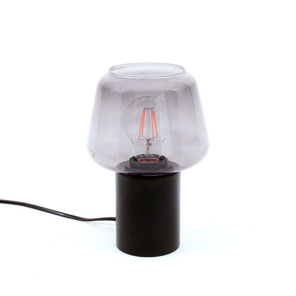 Lampada da tavolo Italux Romio nera vetro fumé E27