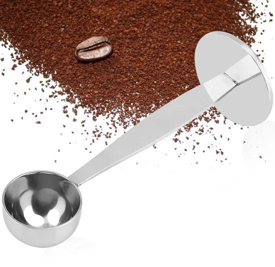 Pietanza per caffè e tè 2 in 1 - Tamper e cucchiaio - 18 cm - Sicura per alimenti - Resistente al lavastoviglie - Ideale per caffè e tè - Cucchiaio per caffè