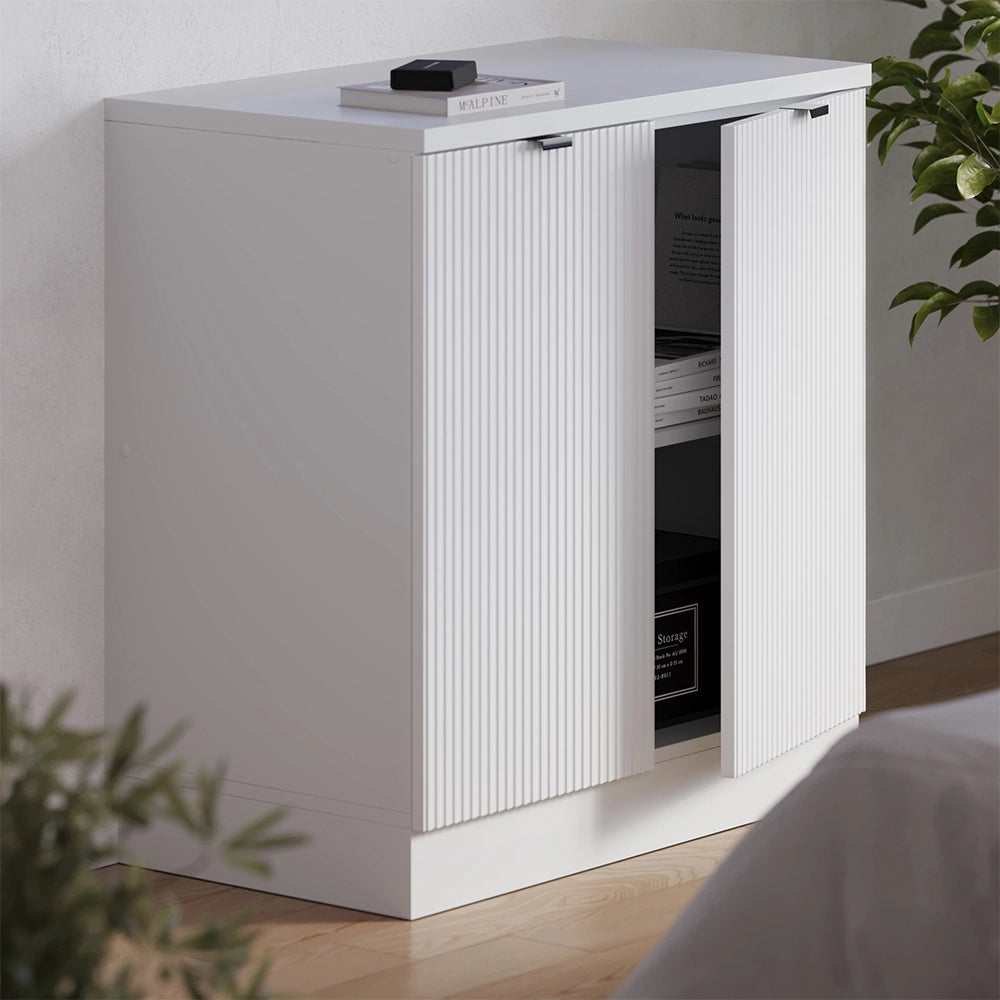 Mobile cucina sottotetto R-Line Ondulazione bianca/Bianco 80 cm senza inclinazione con 2 ante Vicco