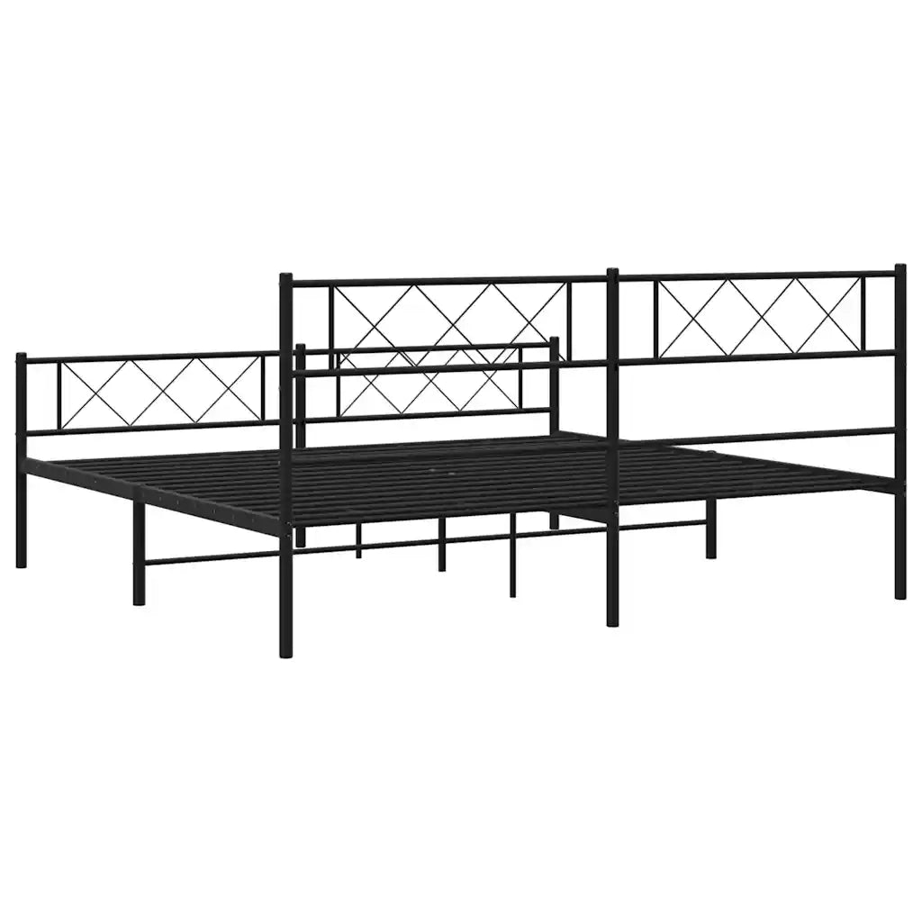 Giroletto con Testiera e Pediera Metallo Nero 193x203 cm 372301