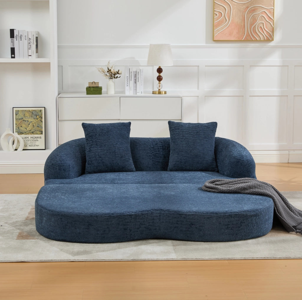 Divano letto pieghevole 2 posti 157x84x65 cm in chenille blu navy