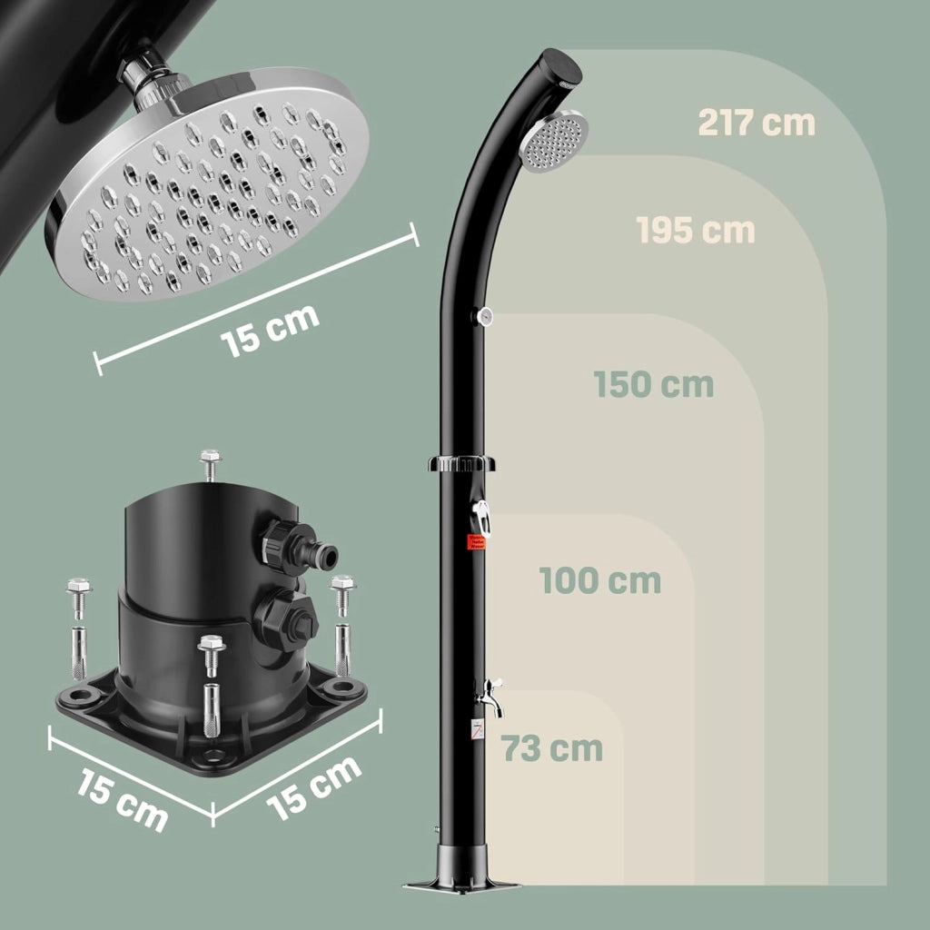 ® Doccia Solare Bow 20 L Soffione 360° Miscelatore Rubinetto 60°C Piscina Giardino Campeggio