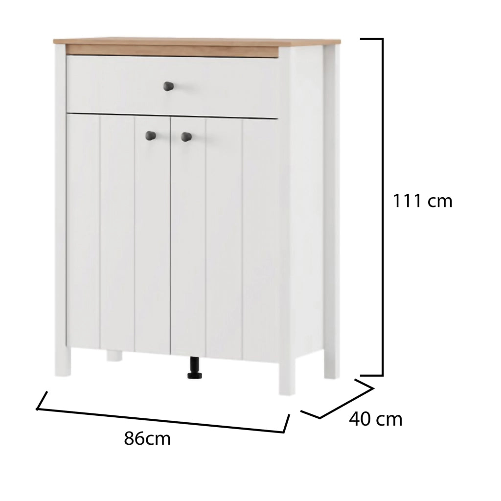Russel, Mobile da Ingresso un Cassetto, 86x40x111h cm Bianco