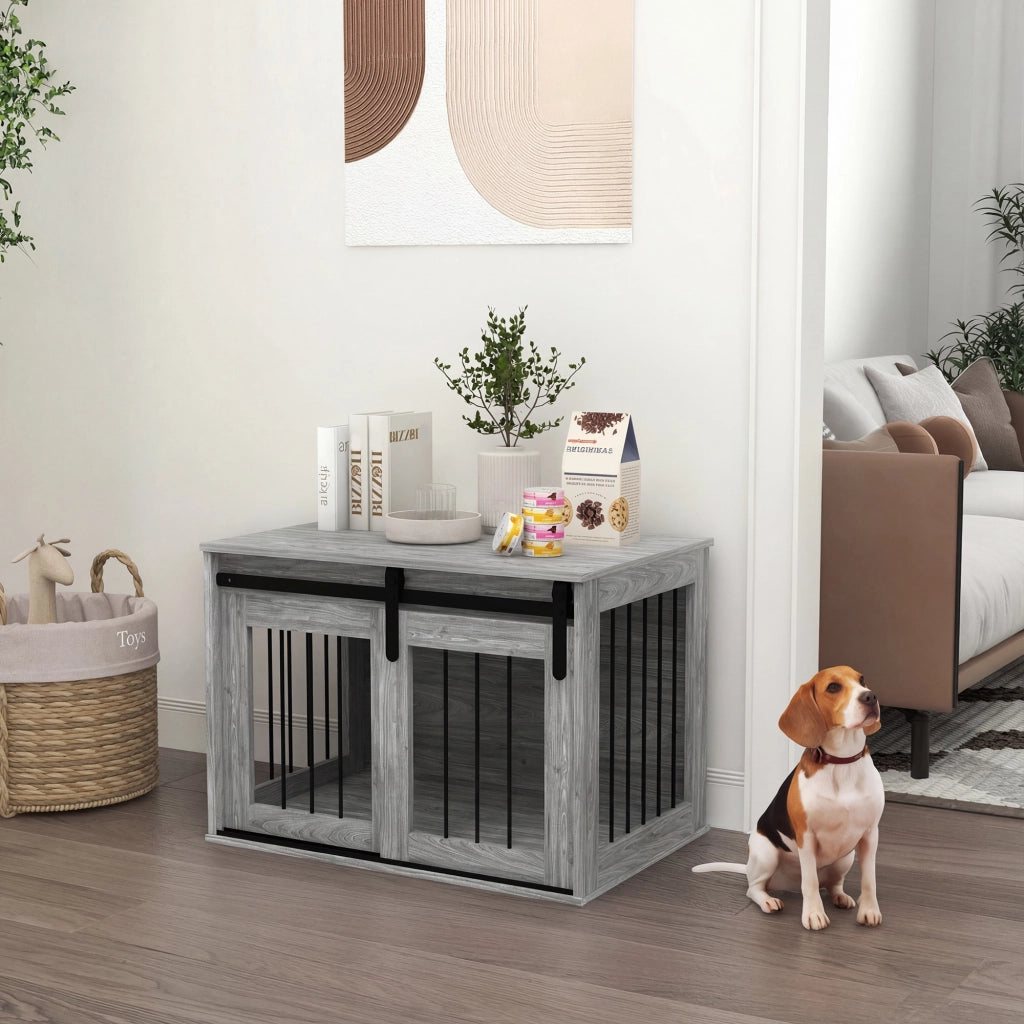 Gabbia Gabbietta per Cani Interna ¨C zephmum ¨C Effetto Legno 80x54x57 cm