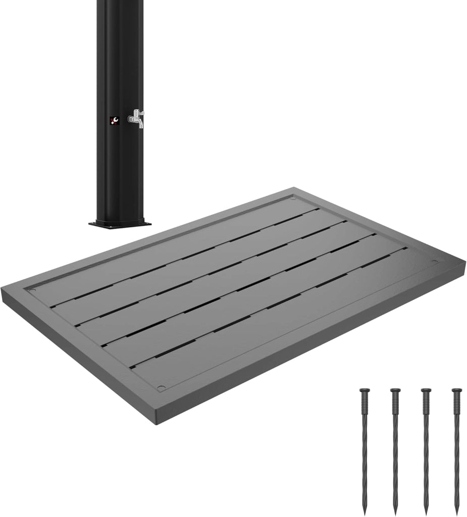 Elemento da pavimento in plastica per doccia solare, doccia da giardino, doccia esterna, antiscivolo, protezione UV, per doccia da piscina, scala per piscina, 100 x 65 x 4 cm