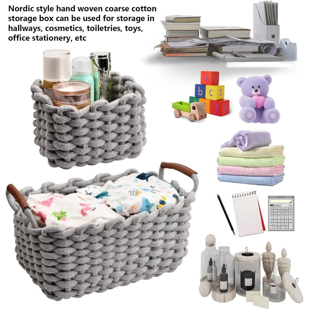 Trade Shop - Set 3 Cestini Intrecciati Corda Cesto Porta Oggetti Organizza Decora Casa 10635 -