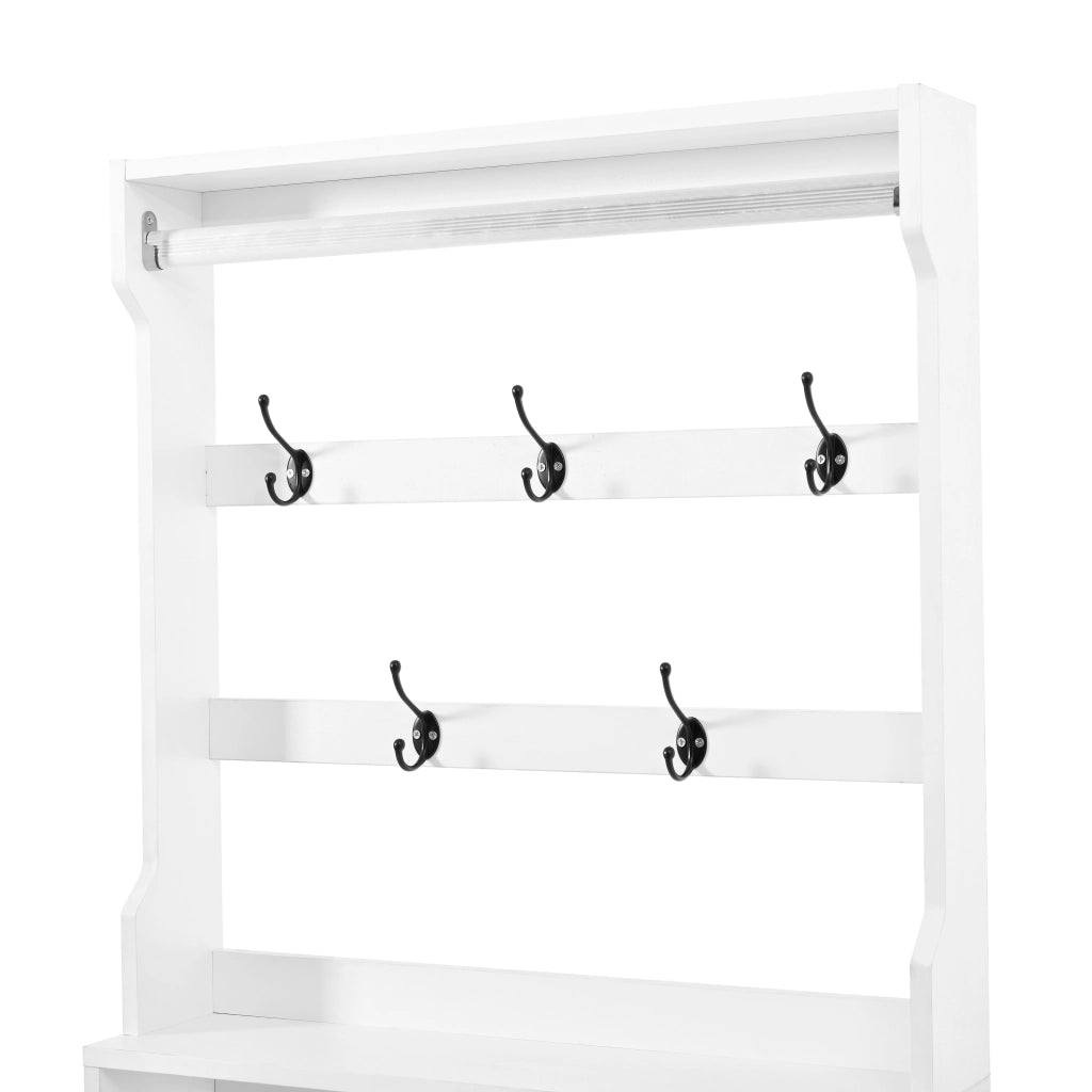 Mobile da ingresso con scarpiera a 3 ante ribaltabili, ganci e barra appendiabiti, per corridoio, bianco, 66 × 17 × 180 cm
