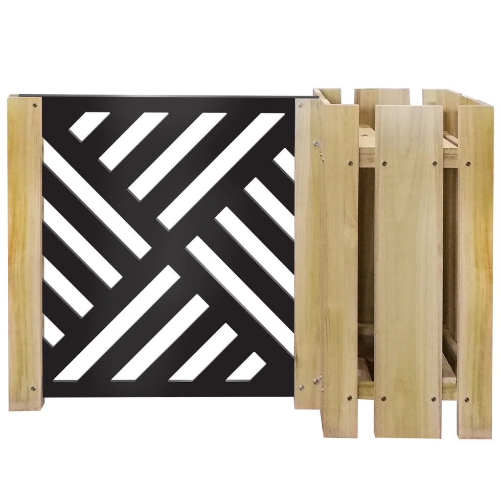 FIORIERA-WOOD COMPOSIZIONE - Porta vasi con divisorio staccionata modulabile - 150x100cm - in Legno e PVC Modello: Linear mill