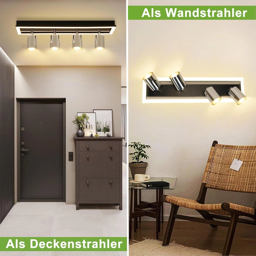 ZMH Faretto da soffitto a LED 4 luci GU10 18W plafoniera 52CM per ufficio soggiorno