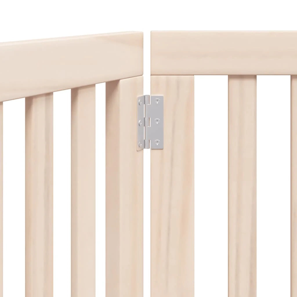 Cancelletto di sicurezza pieghevole a 3 pannelli per cani 150 cm legno di pioppo marrone 02_0023069