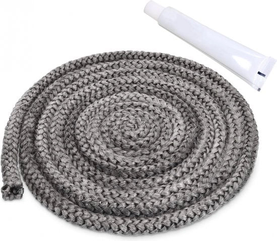Set di riparazione per caminetto - con colla termoresistente - 3M x 10mm - rotondo - vetrofibra - corda per caminetto nera - per camini a legna e caminetti aperti