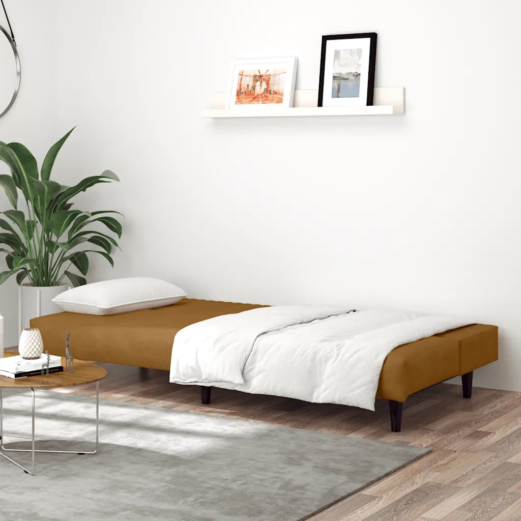 Divano Letto a 2 Posti-Sofa Letto 2 Posti-Daybed Marrone in Velluto 579608