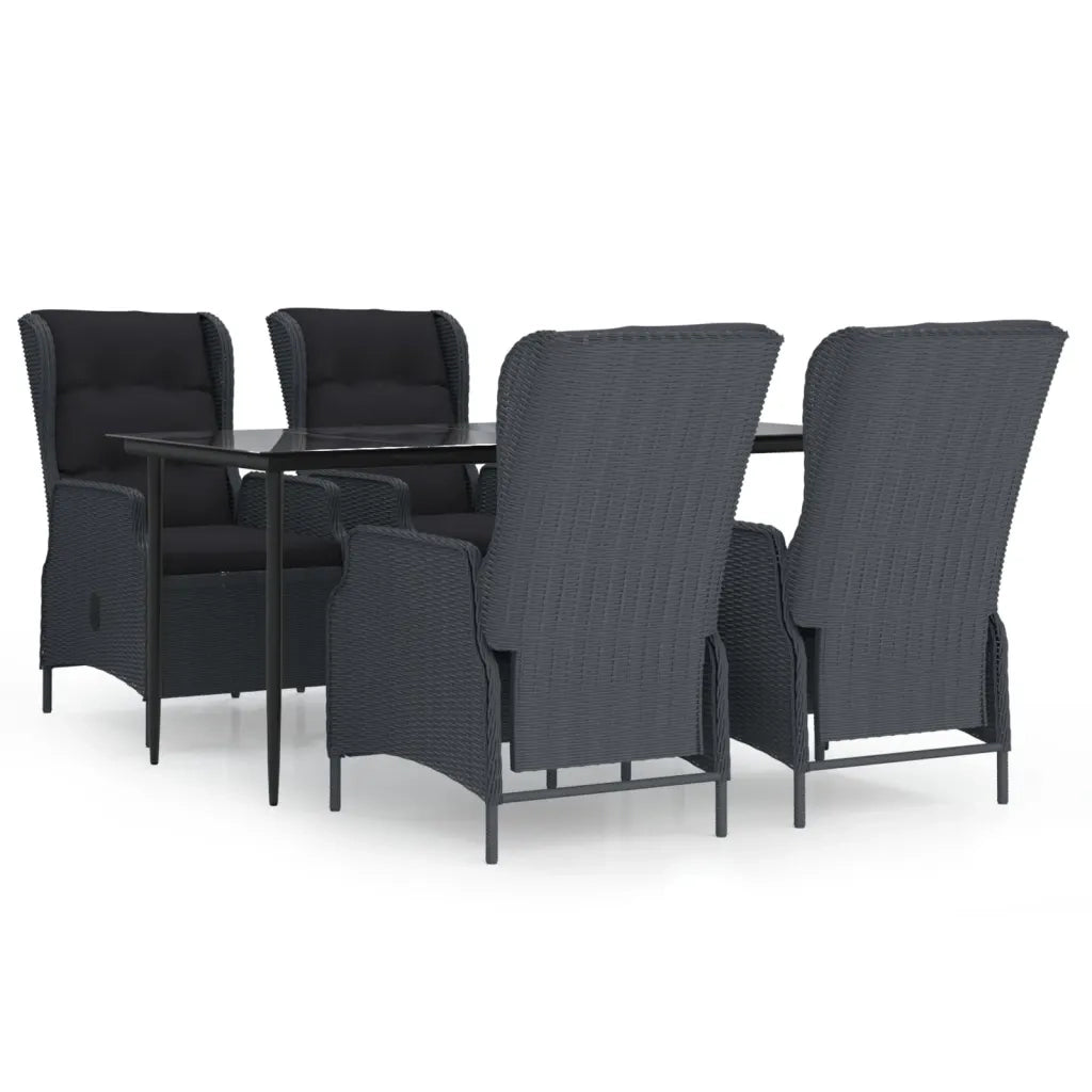 Set da Pranzo da Giardino 5 pz Grigio Scuro in Polyrattan cod mxl 35461