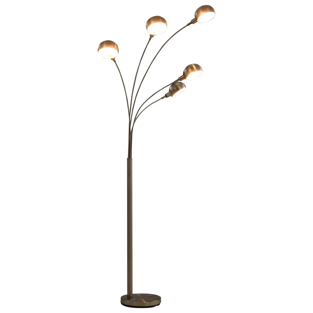 Lampada da terra ad arco moderna e regolabile alta 200 cm con 5 luci personalizzabili in acciaio argentato 02_0046439